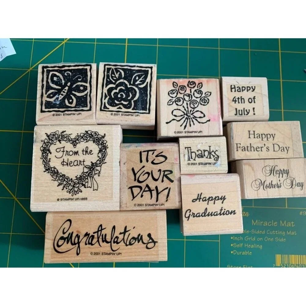 Stampin Up! From The Heart Wood-Mounted Rubber Stamp Lot